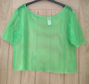New Neon Green Mesh Top 80's L-1XL Smiffys - Picture 1 of 4