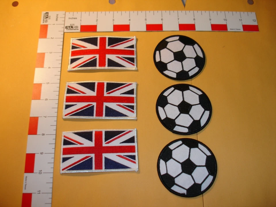 British flag and soccer patch 6 total patches - Image 1 of 4