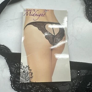 Mutandine nere nuove con etichetta intimo all'uncinetto aperto donna XL pizzo cuore - Foto 1 di 10