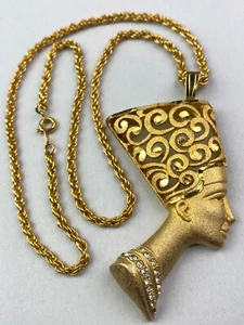 Vintage Gold Tonę Nefertiti Pendant Necklace - Picture 1 of 7