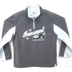 Looney Tunes 1/4 Zip Fleece Sweatshirt Gray Blue "Innocent Till Proven Guilty" - Picture 1 of 11