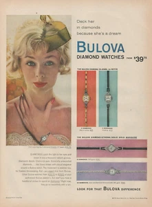 1959 Bulova Timepiece Woman Diamond Watches Difference Pretty Lady Vtg Print Ad - Picture 1 of 1