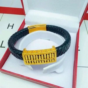 Men's Calculating abacus hand strap 23K 24K THAI BAHT YELLOW GOLD GP Bracelet - Picture 1 of 7