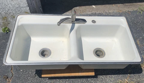 Vintage American Standard Radiator Sanitary Double Bowl Cast Iron Kitchen Sink Cover