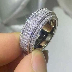 2.00 CT Round Cut Moissanite Men's Engagement Wedding Ring 14K White Gold Plated - Picture 1 of 9