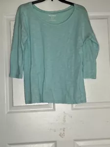 Women's Old Navy sheer Aqua Blue patterned blouse- EUC 3/4 Sleeve Size M - Picture 1 of 7
