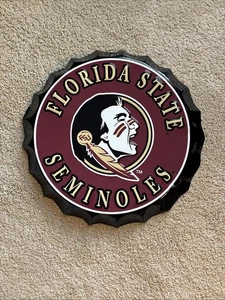 Florida State Seminoles Bottle Cap Sign 17 inch Osceola - Picture 1 of 5