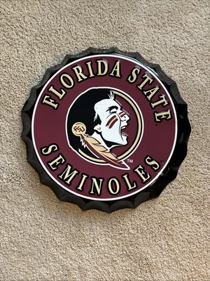 Florida State Seminoles Bottle Cap Sign 17 inch Osceola - Image 1 of 4