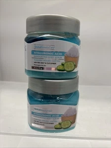 2X GlobalBeautyCare Hyaluronic Acid Sea Salt Cucumber EXFOLIATING BODY SCRUB B71 - Picture 1 of 4