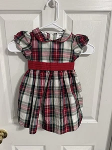 Hartstrings Girls Size 18 Months Red Plaid Holiday Christmas Dress Silk Blend - Picture 1 of 3
