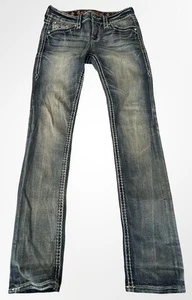 Rock Revival Women Blue Medium Wash Coin Pocket Denim Skinny Jeans SZ 26 - Picture 1 of 10