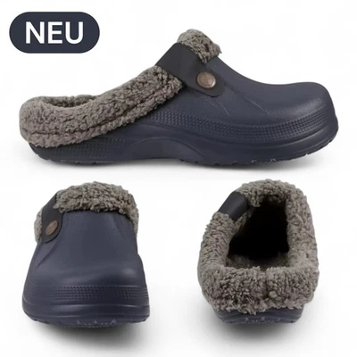 H Winter Clogs Gefüttert Damen Herren Warm Fell Hausschuhe Wasserdicht Garten - Bild 1 von 4