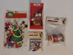 Disney Mickey Mouse Minnie Vintage Christmas Ornament Lot Schmid Santas World - Picture 1 of 13