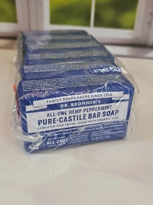 6 BARS Dr Bronner's All One Hemp Peppermint Pure Castile Soap Organic 5 oz each - Image 1 of 4