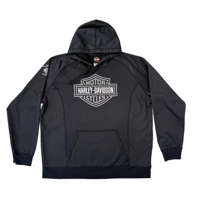 Harley-Davidson Distressed Embroidered Logo Pullover Hoodie Streetwear Black 3X - Image 1 of 4