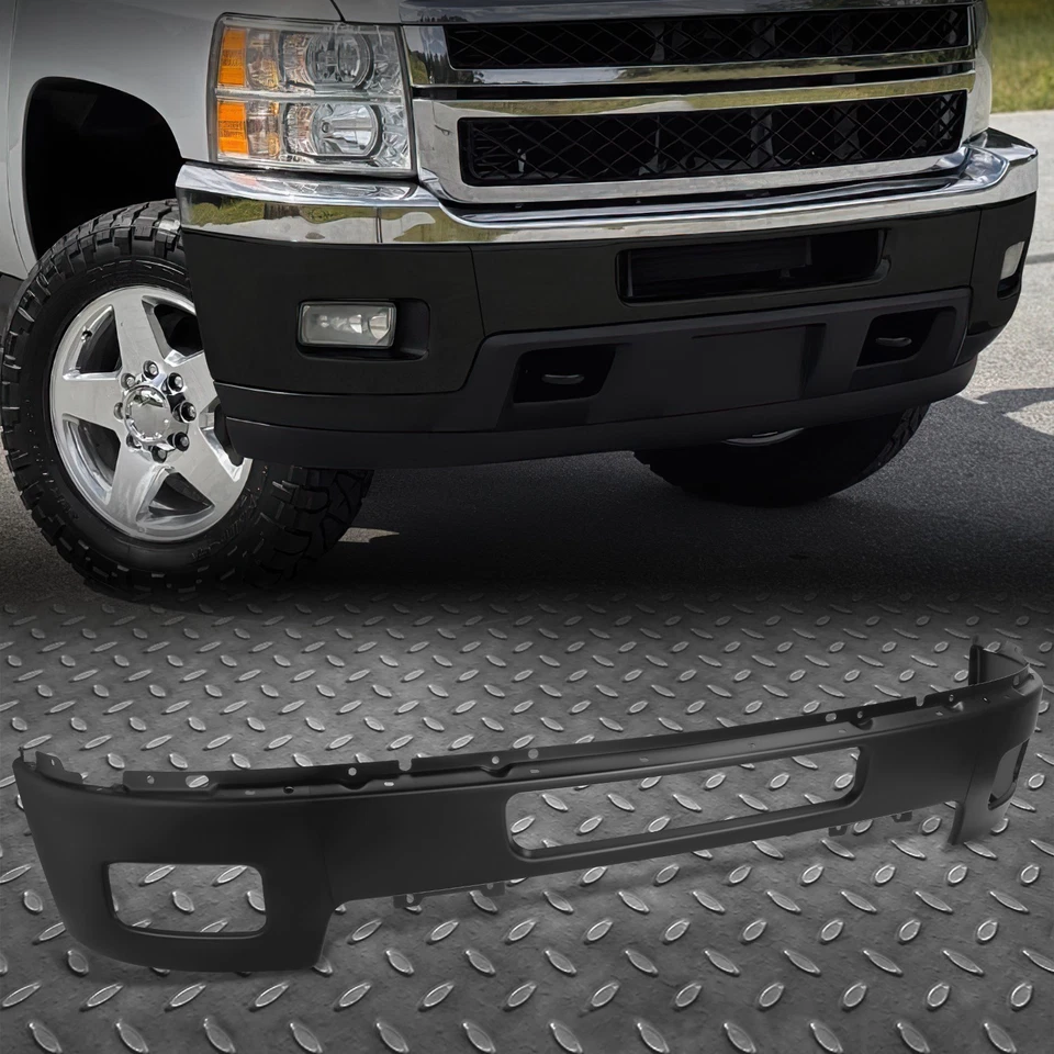 Barra frontal de parachoques negra con orificios para faros antiniebla para 11-14 Silverado 2500 3500 HD Foto 1 de 4