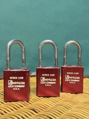 THREE Series 1105 American Lock Rekeyable Padlocks One Key - Image 1 of 4