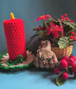 Lote Decoración Vela Navidad Tejido Crochet Vintage Shabby Retro Hecho a Mano🎄 - Imagen 1 de 3