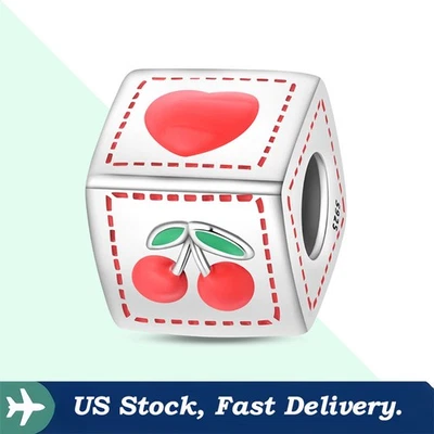 KUNSIR 925 Sterling Silver Lucky Dice Charm For Bracelet or Necklace Pendant DIY - Image 1 of 4