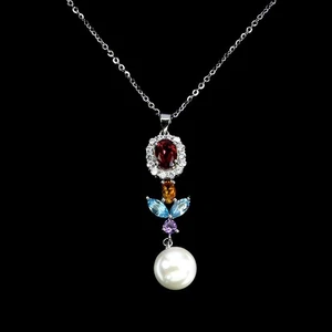 925 Sterling Silver Necklace Oval Mozambique Mop Natural Gemstone Jewelry - Picture 1 of 13