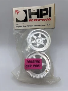 3567 HPI Racing 1/10 RC Touring Car 6 Spoke Chrome Wheels RS4/ Tamiya B79 - Picture 1 of 2