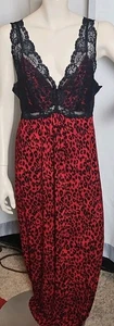 SOMA Maxikleid Damen Medium rot schwarz Animal Print Spitze VNeck Stretch - Bild 1 von 9