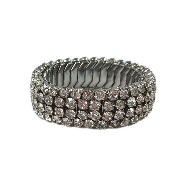 Pulsera Vintage Airflex Transparente Redonda Estrás Expansión Tono Plateado EE. UU.  Foto 1 de 4