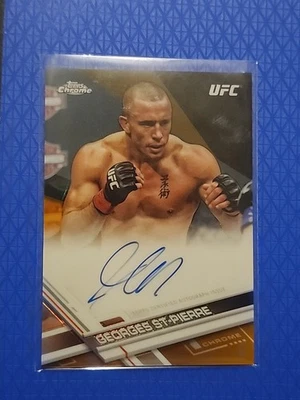 2017 Topps Chrome UFC Georges St-Pierre #96 Orange Refractor Auto /15 - Image 1 of 2