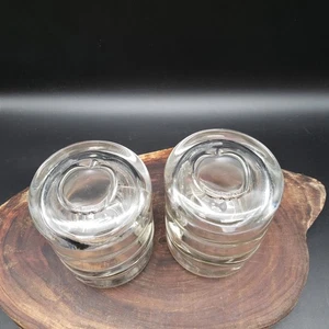 Par de tarros de vidrio acanalados pesados vintage con tapa de manzana botes de 4,25" cocina rústica - Imagen 1 de 6