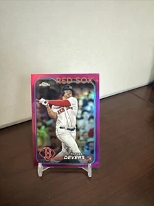 2024 Topps Chrome Baseball Rafael Devers Pink Refractor - Red Sox - Picture 1 of 2