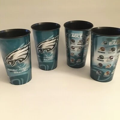 Nuevo juego de 4 tazas de plástico Philadelphia Eagles con calendario 2019 Kelce Swift Foto 1 de 4