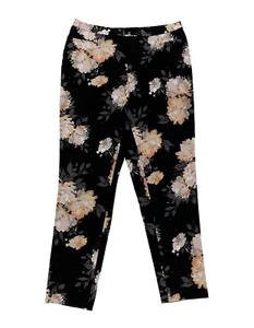 Pantalones elásticos Isaac Mizrahi, QVC, negros con estampado floral, talla 12 - Imagen 1 de 5