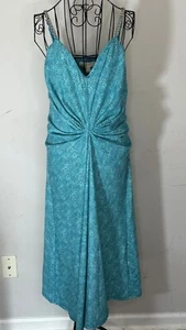 MICHAEL KORS Womens Dress XL Aqua Twist Front Chain Adjustable Spaghetti Strap - Picture 1 of 9