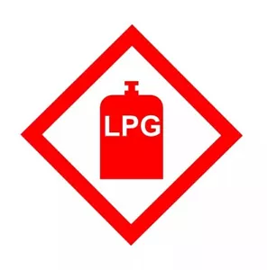 PEGATINA DE ADVERTENCIA BOTELLA DE GAS GLP CARAVANA AUTOCARAVANA ALMACENAMIENTO DE GAS HECHA DE VINILO - Imagen 1 de 2