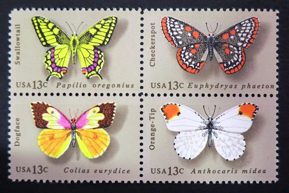 1712 - 1715 MNH 1977 13c Butterflies Swallowtail Checkerspot Dogface Orange-tip - Image 1 of 1