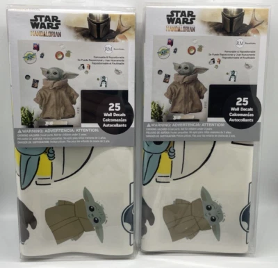 PACK de 2 calcomanías de pared extraíbles Room Mates Star Wars Mandalorian Baby Yoda Child Foto 1 de 4