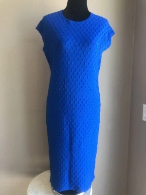 Розовый Tartan сапфир синий крышка рукав текстурированный трикотажа ниже колена платье большой EUC - Изображение 1 из 4