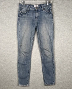Paige Jeans Women's 29 Blue Denim Straight Leg Low Rise 29x28 Distressed - Picture 1 of 14