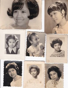 Vietnam 8 portraits signés de Vietnamiennes 1960 Indochine Saigon Cochinchine - Picture 1 of 1