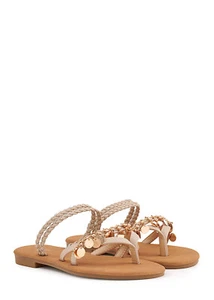 Damen 77 Lifestyle Schuhe Zehensteg Sandale Deko Applikation beige N24056011 - Bild 1 von 5