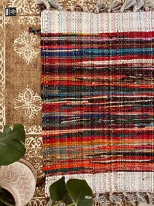 Chindi Rag Rug Recycled Handloom Multicoloured Braided Runner Carpet Bohemian - Picture 1 of 9