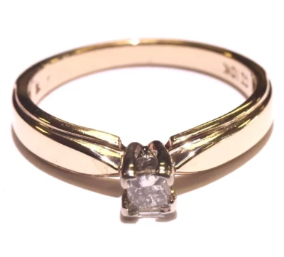 10k Yellow Gold .50ct I2 H Princess Solitaire Diamond Engagement Ring 6.5 2.7G - Image 1 of 4