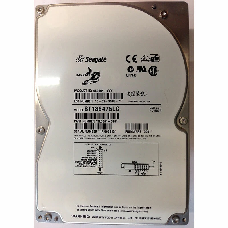 9L3001-010 - Seagate 36GB 7200 RPM SCSI 3.5" HDD Ultra 2 80 pin - Image 1 of 1