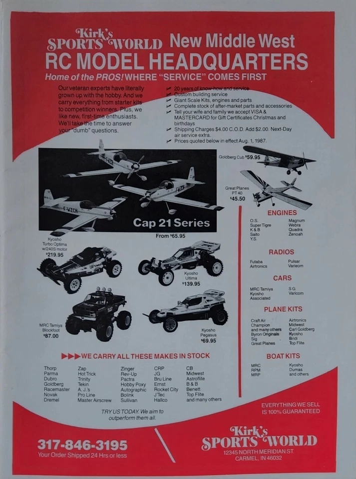 Vintage 1987 Kirk's Sports World RC Model Print Ad Ephemera Wall Art Decor - Image 1 of 1