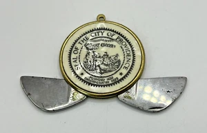 Providence Rhode Island Souvenir Mother Pearl Pendant Medallion Fold Out Knife - Picture 1 of 4