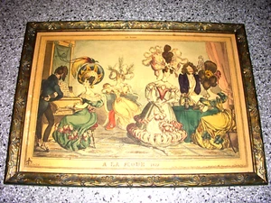 Impresión enmarcada vintage del siglo XVIII A la moda francesa 1828 - titulada en casa - Imagen 1 de 3