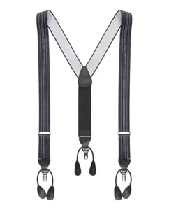 Jos A Bank Mens Suspenders One Size Black With Silver Hardware NIB - Picture 1 of 4