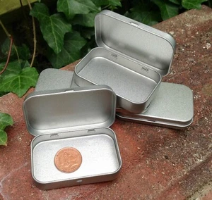 Rectangle Metal Tin with Hinged Lid 30ml Craft Jewelry Tobacco Wax Balm Pot NEW - Picture 1 of 2