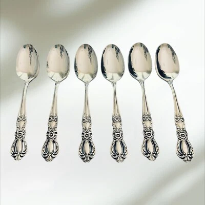 1847 Rogers Bros. Silver Plate GRAND HERITAGE (6) Teaspoons 6” 1968 - Image 1 of 3
