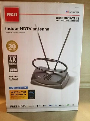 RCA крытый HDTV антенна 30 миль диапазон 4K 1080 новый!  Цифровой телевизор ANT121Z  - Изображение 1 из 4